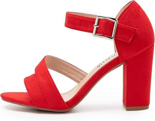 SANDALUP Women's Chunky Block High Heel Sandals with Open Toe Ankle Strap for Dress Wedding Party