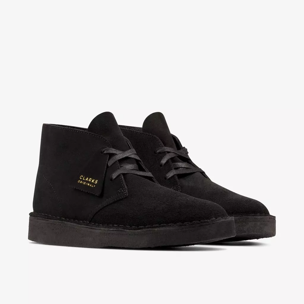 Mens Desert Coal Black Suede Desert Boots, Lace Up | Clarks Outlet