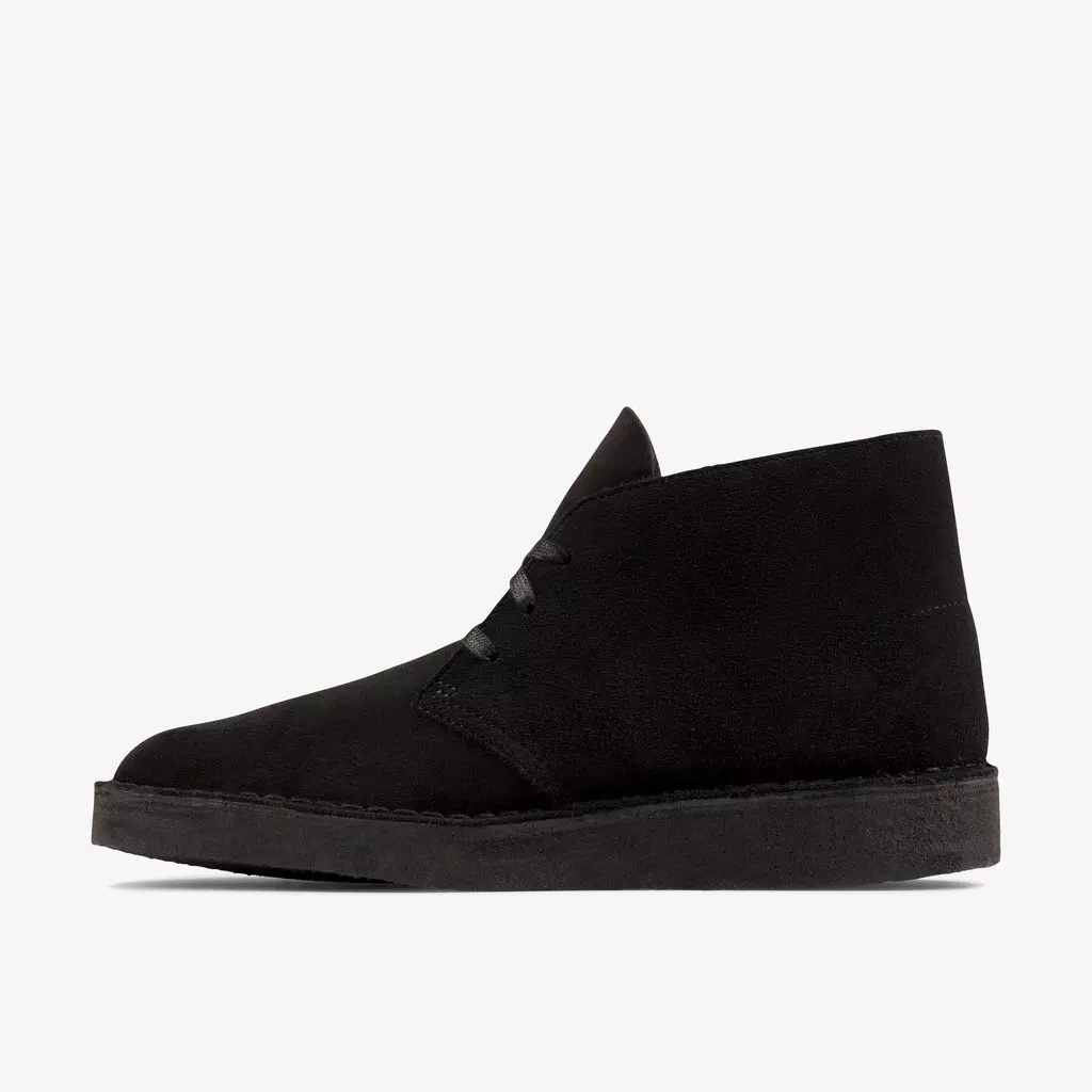 Mens Desert Coal Black Suede Desert Boots, Lace Up | Clarks Outlet