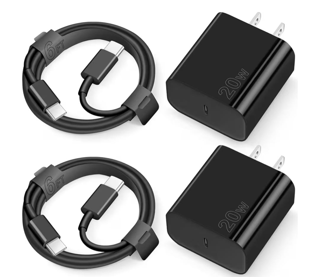 iPhone 17 16 15 Charger Fast Charging Type C Chargers USB C Charger Block iPhone Air Chargers with 2 Pack 6FT Cable for iPhone 17/17 Plus/17 Pro Max/16/16 Plus/16 Pro Max/15 Pro Max/iPad Pro(Black)