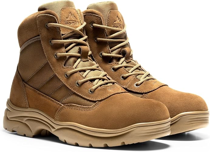 NORTIV 8 Men's Waterproof Tactical Work Boots Leather Outdoor Hiking Military 6 Inches Motorcycle Combat Boots