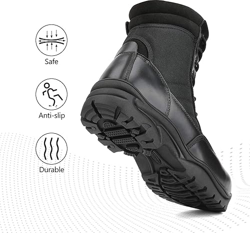 NORTIV 8 Steel Toe Boots for Men Safety Industrial & Construction Military Work Boots Slip Resistant ASTM F2413-18, TROOPER-STL