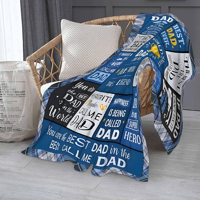 World’s Best Dad The Man The Myth The Legend Blanket – Soft Cozy Throw, Birthday from Kids, Warm Comfort Blanket for Dad