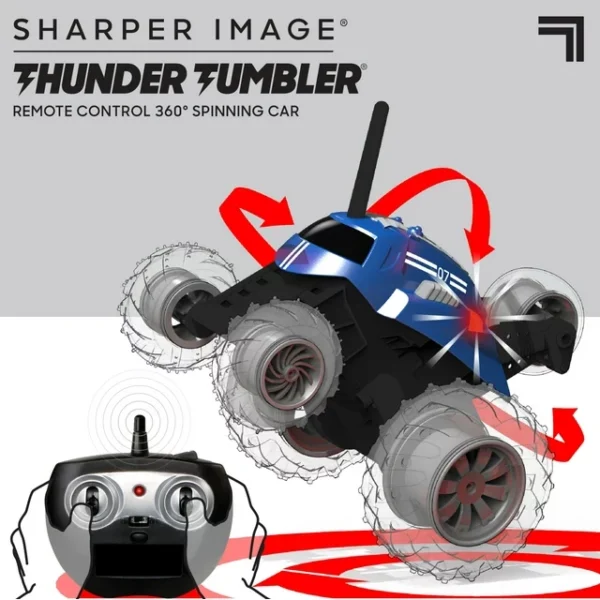 Sharper Image® Toy RC Thunder Tumbler Remote Control 360 Spinning Car, 2-Pieces, Blue, Age 6+ - Image 2